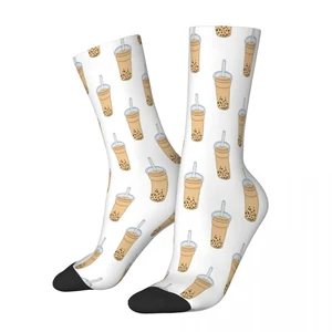 Cute Bubble Tea Cup Drink Socks Male Mens Women Summer Stockings Polyester