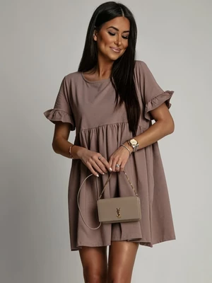 Oversize dress with short sleeves cappuccino