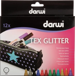 Darwi Tex Fabric Glitter Marker Set Set of Textile Markers Mix 12 x 6 ml