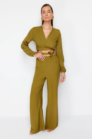 Trendyol Green Woven Blouse Trousers Set