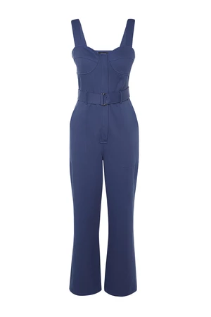 Trendyol Indigo Tie Detailed Wide Leg Maxi Woven Jumpsuit