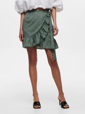 Green polka dot short wrap skirt with ruffle ONLY Olivia