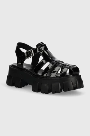 Kožené sandále GOE dámske, čierna farba, na platforme, NN2N4100