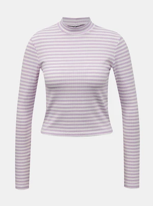 White-purple striped short T-shirt Pieces Raya - Women's