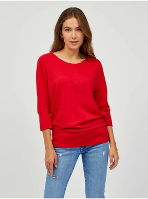SAM73 Red Women's Basic T-Shirt with Three-Quarter Sleeve SAM 73 Ekale - Women