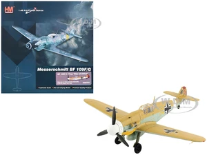 Messerschmitt BF 109F/G Fighter Aircraft "Star of Africa Lt. Hans-Joachim Marseille Libya" (1942) German Luftwaffe "Air Power Series" 1/48 Diecast Mo