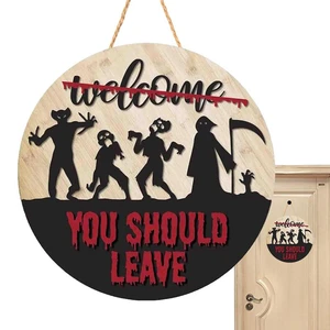 Halloween Door Sign Horror Welcome Decorations Holiday Welcome Sign For Halloween Party Supplies Rustic Farmhouse Home