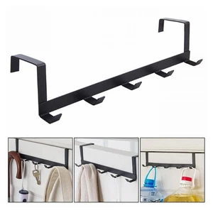 Door Rack 5Hooks Hanger Detachable Home Storage Organizer Bag Holder Hook Bathroom Hanger No Hat Wall Drilling Clothes G9G6