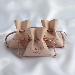 50pcs/Lot Personalized Logo Size Microfiber Jewelry Pouches Drawstring Organizer Packaging Bag Wedding Favor Candy Gift Bags