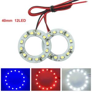 2PCS 40mm 3528/1210-12LED Angel Eye Aperture Daytime Running Light White Red Blue For BMW VW Benz Tesla Headlight Accessories