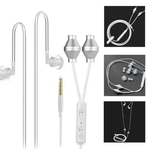 Binaural 3.5mm Anti Radiation Phone With Microphone Noise Cancelling Air Tube Acoustic Earphone