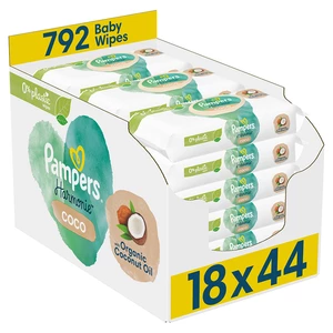 PAMPERS Harmónia Coco pure detské vlhčené obrúsky 18 x 44 ks