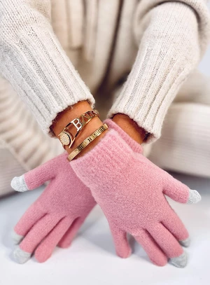 Dámské basic rukavice růžové