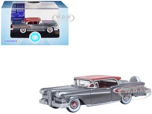 1958 Edsel Citation Silver Gray Metallic with Ember Red Top and Red Interior 1/87 (HO) Scale Diecast Model Car by Oxford Diecast