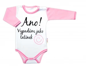 Body dlouhý rukáv s vtipným textem Baby Nellys, Ano! Vypadám jako tatínek, holka, vel. 62 (2-3m)
