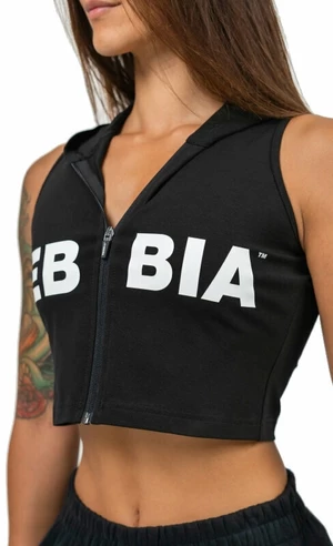 Nebbia Sleeveless Zip-Up Hoodie Muscle Mommy Black S Fitness mikina