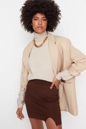 Trendyol Brown Slit Detailed Knitwear Skirt