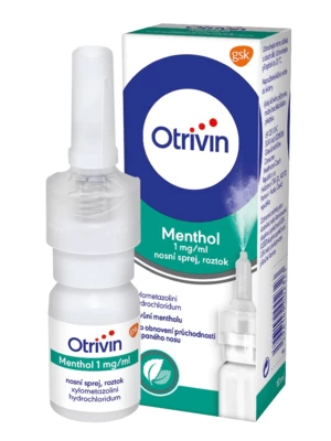 Otrivin Menthol 1mg/ml nosní sprej při léčbě ucpaného nosu 10 ml