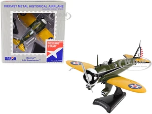 Boeing P-26 "Peashooter" Fighter Aircraft United States Army Air Corps 1/63 Diecast Model Airplane by Postage Stamp