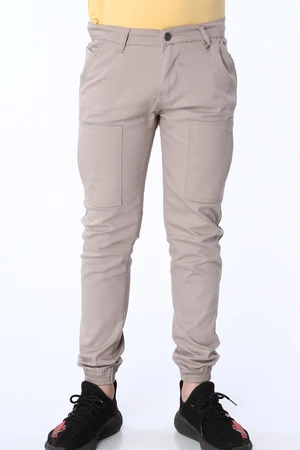 Boys' beige trousers with elastic band