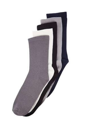 Trendyol Men's Multicolored Cotton 5-Pack Plain Textured College Socks.