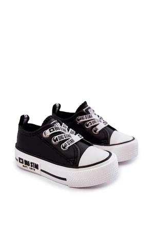 Kids Leather Sneakers BIG STAR KK374041 Black and White