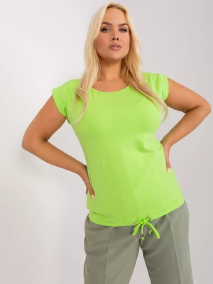 Light green women's plus size blouse with drawstring