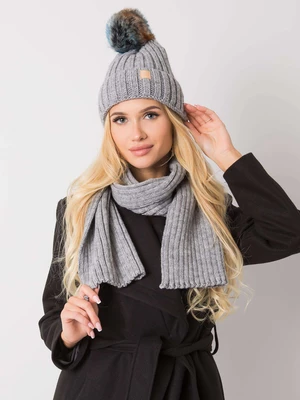 RUE PARIS Grey winter set, hat and scarf