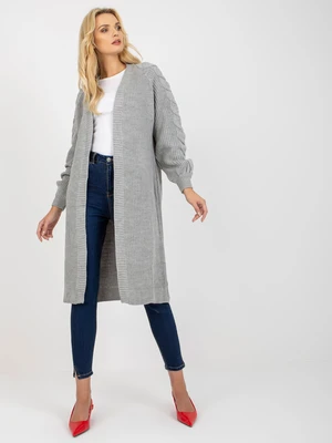 Grey long cardigan with braids RUE PARIS