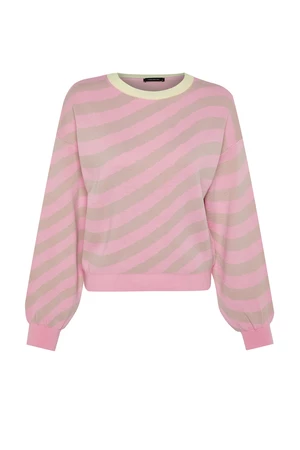 Trendyol Różowy wzorzysty sweter z dzianiny