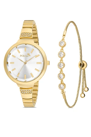 Polo Air Classic Numeral Women's Wristwatch Zircon Stone Bracelet Combination Gold Color