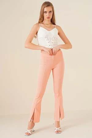 Bigdart 6548 Slit Wide Leg Pants - Powder