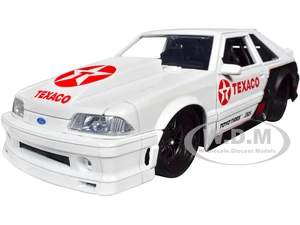 1989 Ford Mustang GT "Texaco" White and Matt Black with Graphics "Bigtime Muscle" Series 1/24 Diecast Model Car by Jada