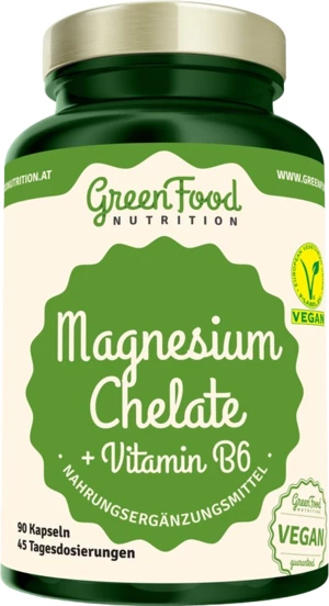 GreenFood Nutrition Magnesium Chelát + Vitamin B6 90 kapslí