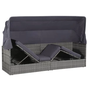 Garden Bed with Canopy Gray 80.7"x24.4" Poly Rattan