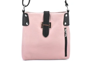 Dámská kožená kabelka crossbody Arteddy - růžová pudrová/černá
