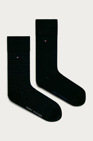 Ponožky Tommy Hilfiger 2-pak pánske, tmavomodrá farba, 100001496