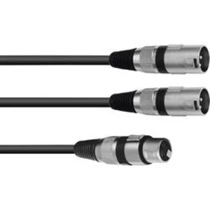 Kabelový adaptér Omnitronic 30225203 [1x XLR zásuvka 3pólová - 2x XLR zástrčka 3pólová], 0.50 m, černá