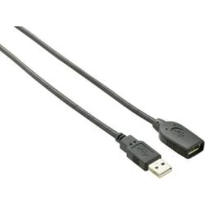 USB prodlužovací kabel 1x USB 2.0 zástrčka ⇔ 1x USB 2.0 zásuvka, 10 m, černá, pozlacený