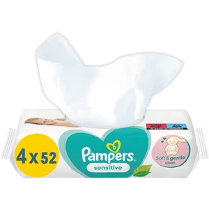Pampers Sensitive vlhčené čistiace obrúsky pre deti pre citlivú pokožku 4x52 ks