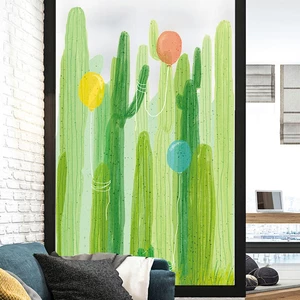 Miico FX82031 2PCS Cactus And Balloon Painting Sticker Glass Door Stickers Wall Stickers Home Decoration Sticker