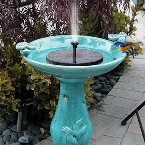8-in-1 Solar Bird Water Fountain Set, 3.5W Circle Solar Floating Pump Built-in 1600mAH Battery for Working at Cloudy or