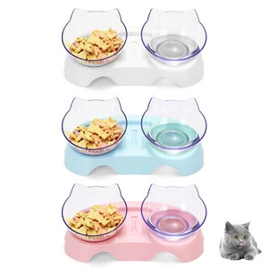 Cat Double Bowl Non-slip Pet Food Water Feeder Dish Elevated Stand PetSupplies Puppy