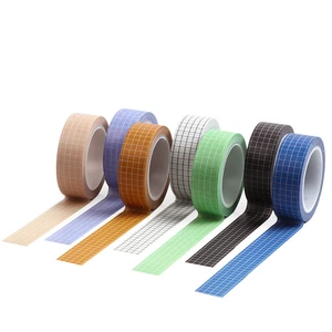 10pcs Grid Washi Tape Solid Color Paper DIY Planner Masking Tape Adhesive Tapes Stickers Decorative Stationery Tapes Sup