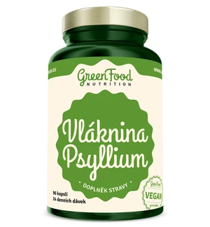 Vláknina Psyllium - GreenFood Nutrition, 96 kapslí,Vláknina Psyllium - GreenFood Nutrition, 96 kapslí