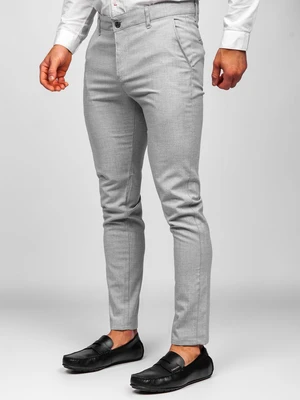 Bledosivé pánske látkové chino nohavice Bolf 0016