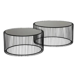Sada 2 čiernych odkladacích stolíkov Kare Design Wire Big