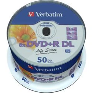 DVD+R DL 8.5 GB Verbatim 97693, s potiskem, 50 ks, vřeteno