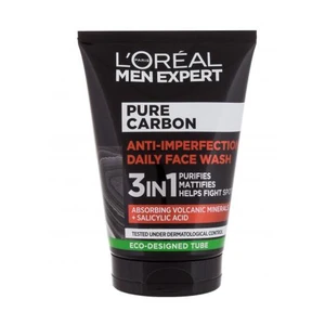 L´Oréal Paris Men Expert Pure Carbon Anti-Imperfection 3in1 100 ml čisticí gel M na normální pleť; na mastnou pleť; na problematickou pleť s akné