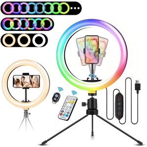 [29 RGB Colors] ELEGIANT EGL-03P 10 inch 3 Lighting Modes Brightness Adjustment LED Ring Full Light Tripod Stand Live Se